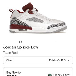 Red spizike low Jordan 4 size 7 1/2