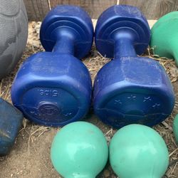 5 lb Dumbbells Blue $8 Green $10 Five Pounders Plastic Neoprene Metal Iron Also Available 