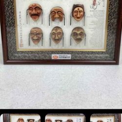 Korean Image Traditional Masks Plaque National Treasure Hahoe Masks Shadow Box