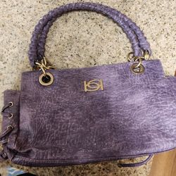 bebe Purse Leather Satchel Purse Purple 