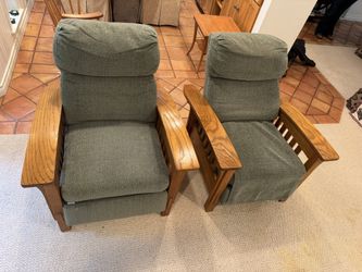 Pair of Oak Mission Recliners