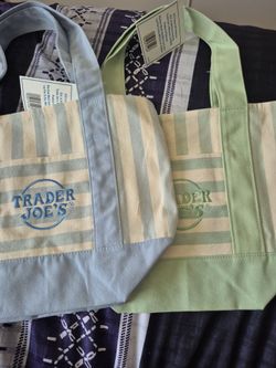 Trader joes striped mini tote