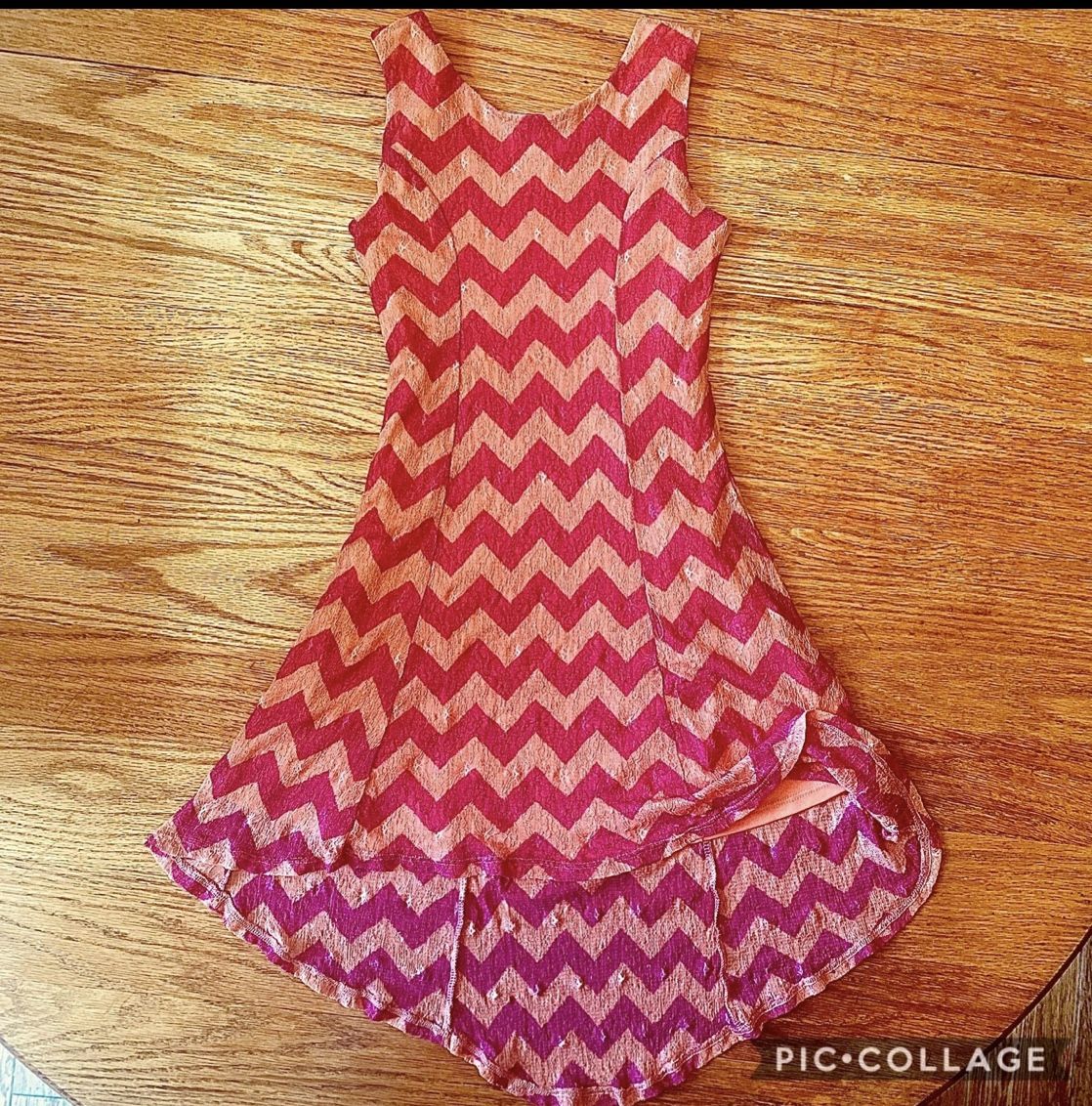 Xhilaration Girls M 7/8 High Low hem Dress Sleeveless princess line chevron EUC