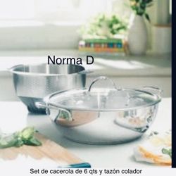 Set De Tazon Colador Y Cacerola De 6 Qts Heritage Signature Nuevos En Sus Cajas 🌺 Princess House 🌺