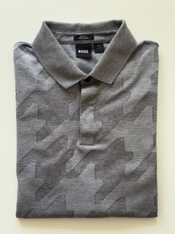 BOSS Men’s Slim Fit Mercerized Cotton Polo Shirt Gray Size M Excellent