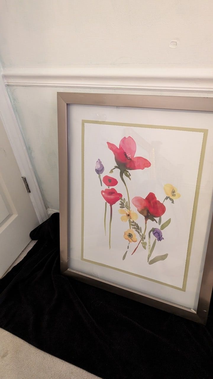 Framed Watercolor Floral Wall Art – 28x40