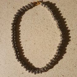 #natural Silver Beads Necklace Textured Metallic Boho Statement Piece