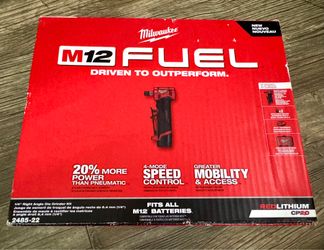 Milwaukee M12 FUEL Cordless 1/4in. Right Angle Die Grinder Kit, 2 CP2.0  Batteries