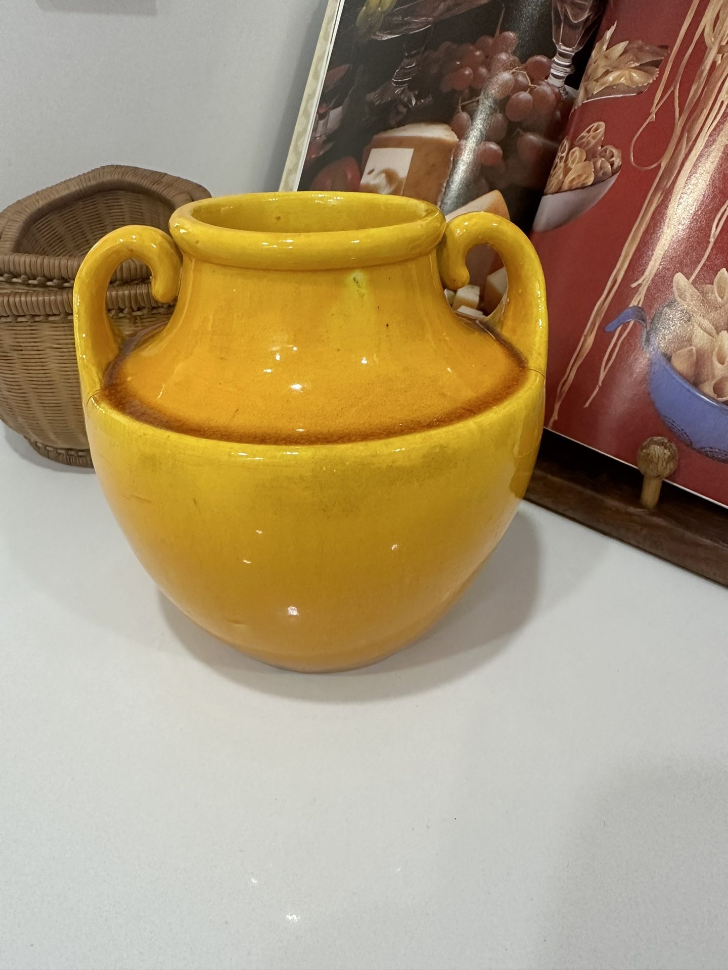 Awaji Pottery Japan Yellow Monochrome Glaze Vase