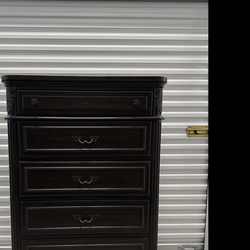 Dark Wood Tall Chest of Drawers Dresser