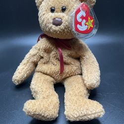 Curly Rare Beanie Ty Bear In Case 