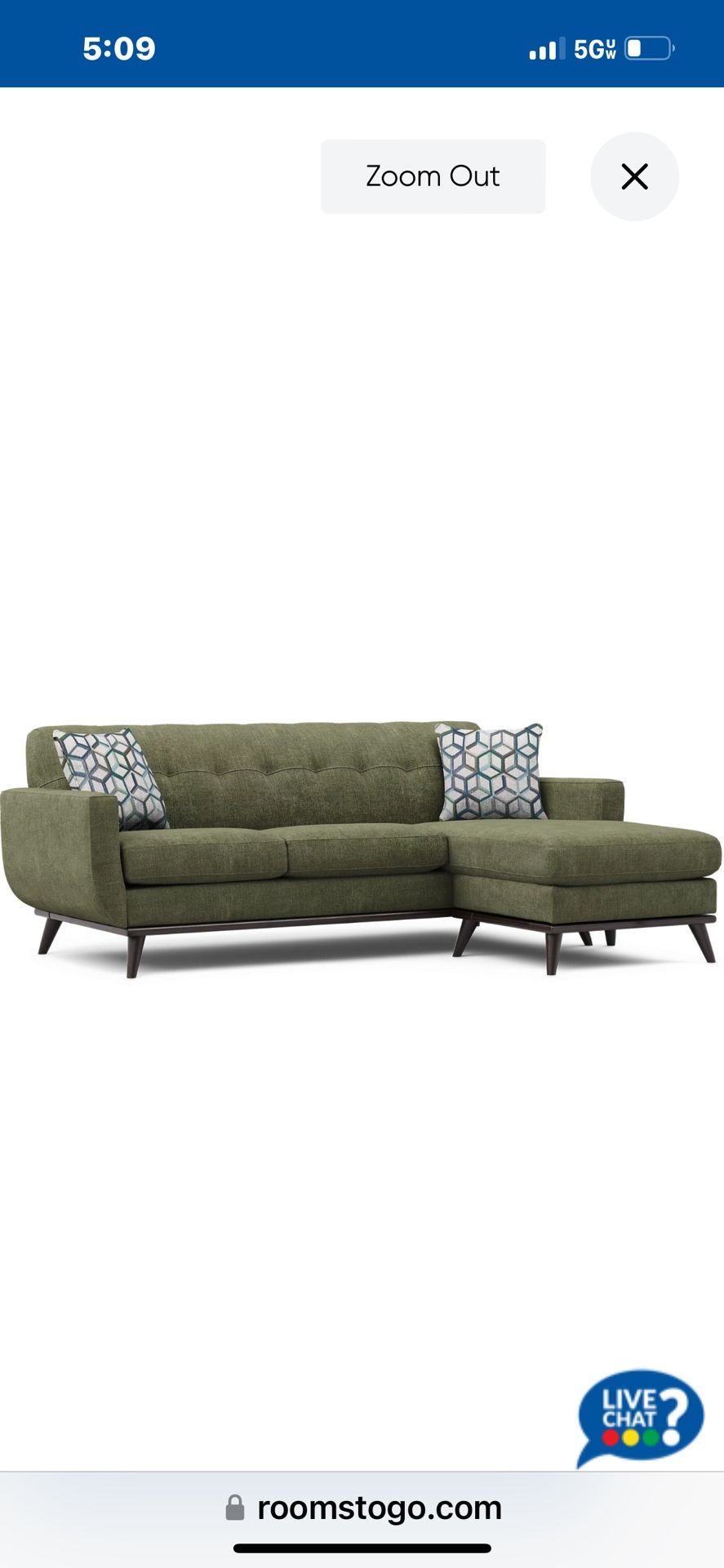 Rooms 2Go- Eastside Collection Chaise Sofa