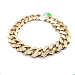 14kt Gold Hollow Flat Monaco Bracelet 8 1/2” 12.3mm 170737 1 