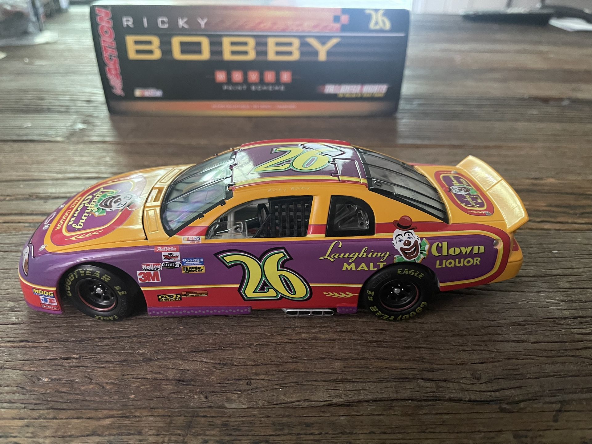1:24 1996 Monty Carlo club car. Ricky Bobby #26 laughing clown malt liquor. Talladega nights.
