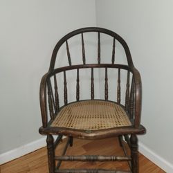 Antique Windsor Cane Seat Arm Chair