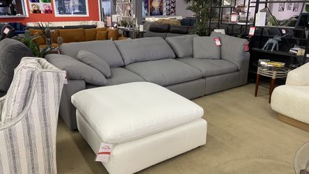 Grey Boucle Modular Cloud Sectional 3pc + Ottoman
