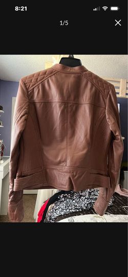 Brown Genuine Leather Guess Jacket Size Large
