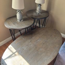 Side Tables, Center Table And 2 Lamps