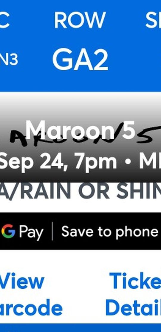 Maroon 5 TONIGHT  ... 2 Free Tickets 