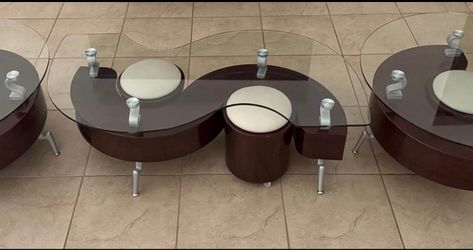 SPIRAL COFFEE TABLE ✅ 2 stools - hidden compartment