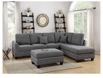 Large Modern 3 Piece Gray Sectional Sofa