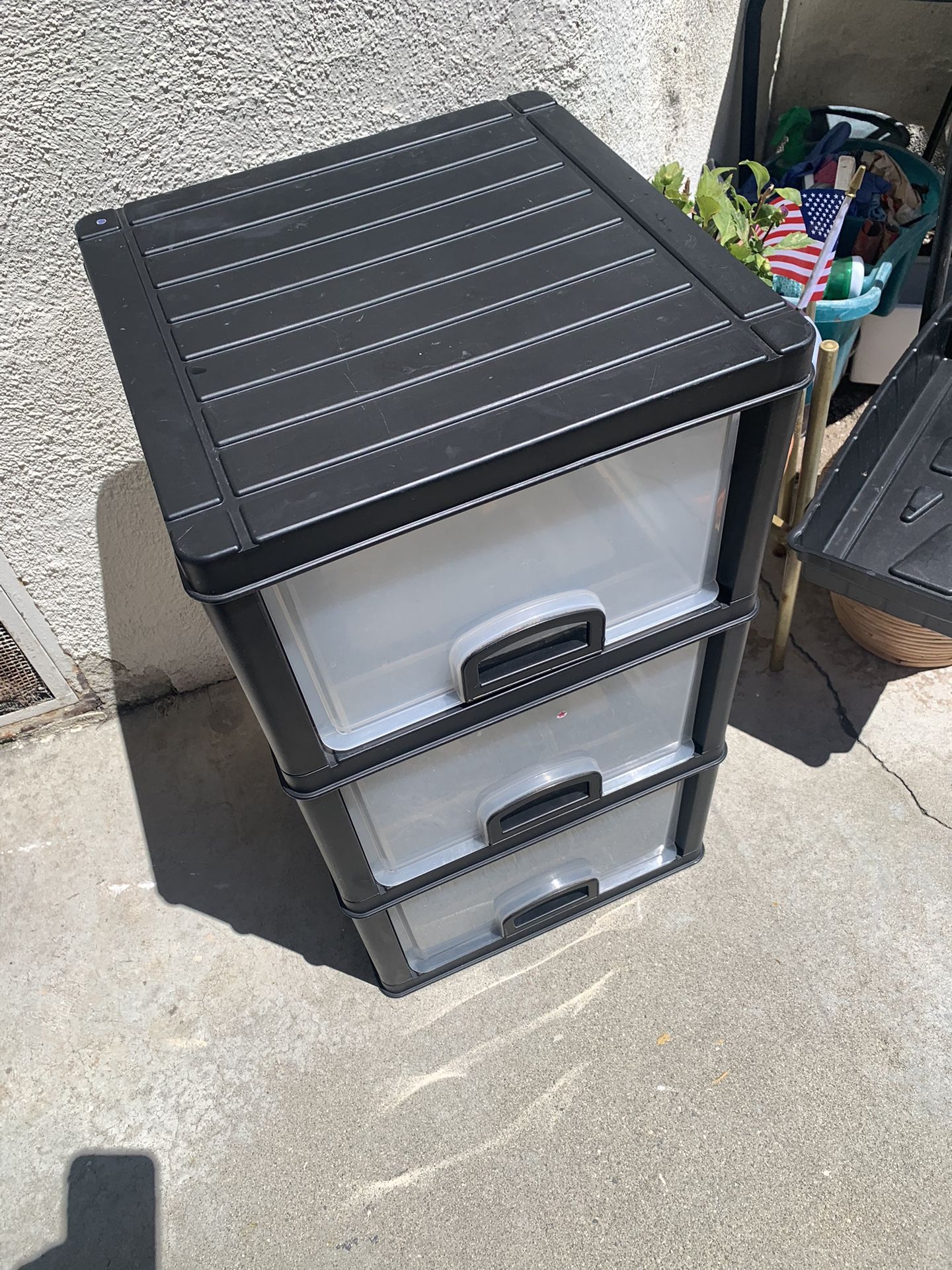 (3) Drawer Shelf Black And White Plastic 