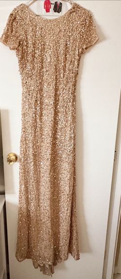 Gold Sequin Floor-Length Formal Gown