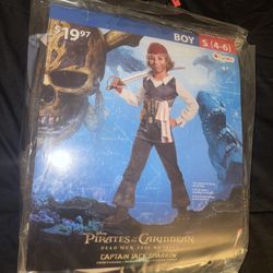 Disney Pirates Of The Caribbean Captain Jack Sparrow Costume Set Size Small 4-6 (new) Hablo Español -other Available 