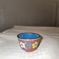 Chinese Enamel Copper Miniature Tea Sake Cup. 
