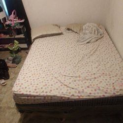 Full Size Bed With Mattress Box spring and Bed Rails