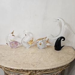 4 Murano Made In Italy Glass Figurines 