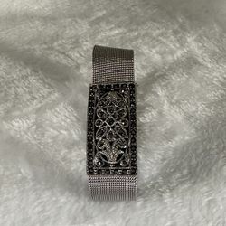 Marcasite Mesh Silver Tone Band Style Bracelet 8.5 “ Great Condition!