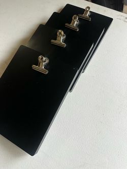 Set of 4 Black Wall Hanging Clipboards / Display Boards