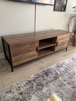 Industrial Wood and Metal TV Stand Media Console