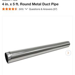 Master Flow 4 in. x 5 ft. Round Metal Duct Pipe