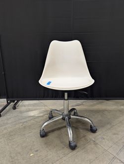 Modern White Swivel Desk Chair with Chrome Base