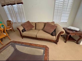 Nice tan/wooden couch