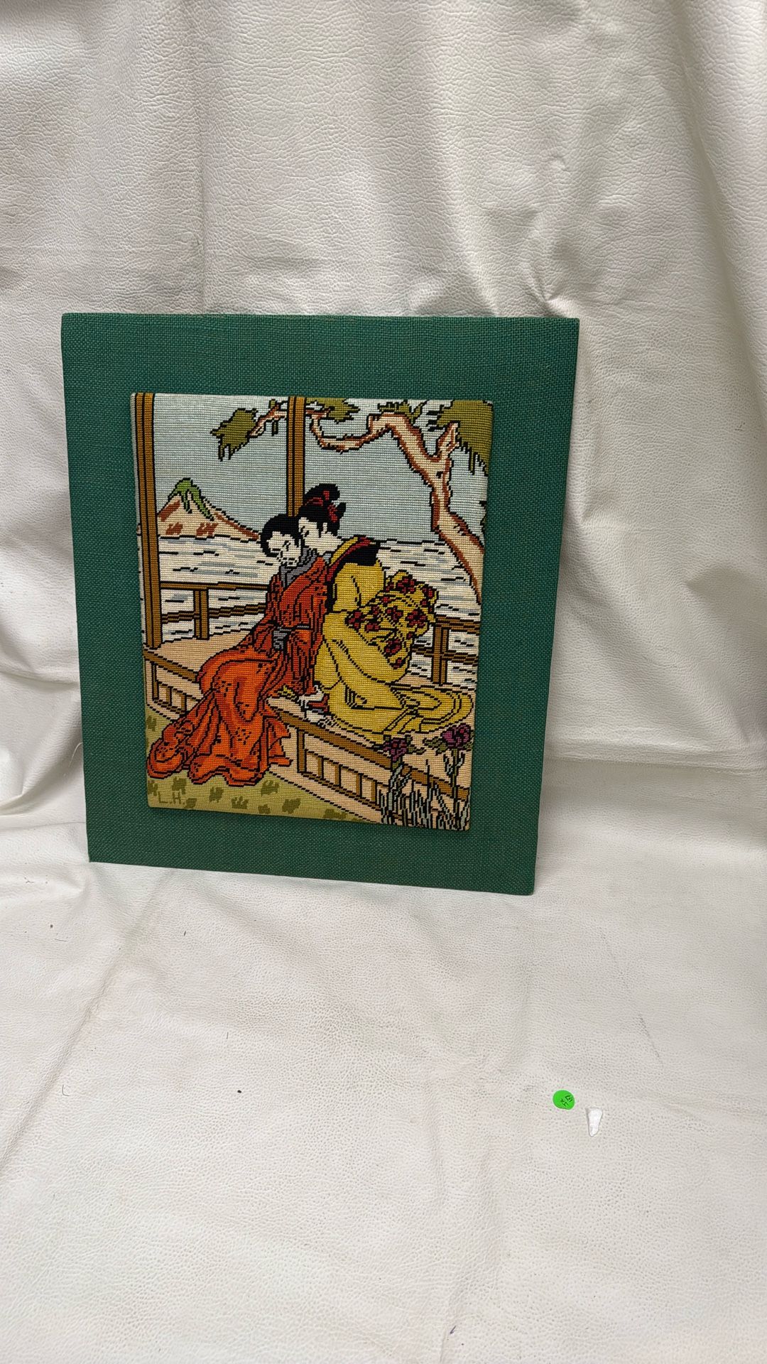Framed Needlework Or Traditional Japanese Couple