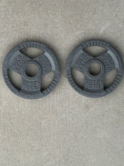 Pair of 10lb Cast Iron Olympic Weight Plates