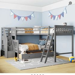 Triple Bunk Bed With Storage 