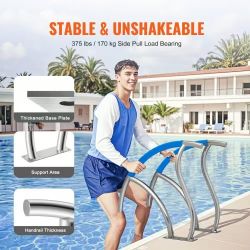 530^Pool Handrail, 2 PCS 30x30 in Pool Railing, Stainless Steel with Base Plate for Indoor/Outdoor Pools,Swimming Pool Safety Railing for Decks,Rust-P
