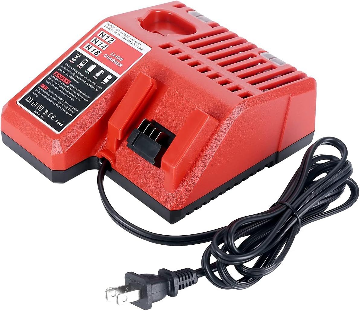 ► Replacement Rapid Battery Charger Milwaukee M12 M18 12V 18V Lithium Ion Batteries Power Tools 48-59-181248-11-2420 48-11-1815 48-11-1840 48-11-1841