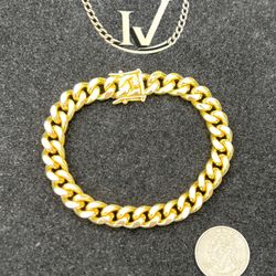 10mm Miami Cuban Link 8.5”Bracelet 14k Gold over Stainless Steel - Classic & Bold