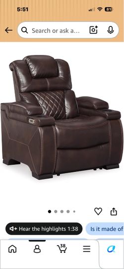 Brown Leather Power Recliner Chair