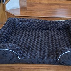 36" x 27" Orthopedic Pet Dog Bed with Sides, Pet Couch Bed with Washable Removable Cover, Gray Or Black