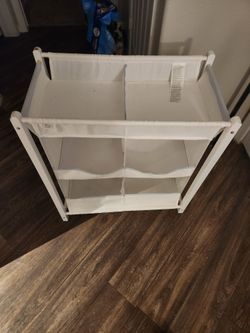 White Wood and Fabric Storage Organizer