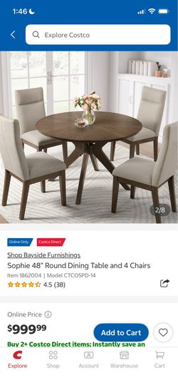 Sophie 48" Round Dining Table and 4 Chairs