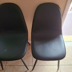 • Modern Grey Faux Leather Dining Chairs (Set of 2)