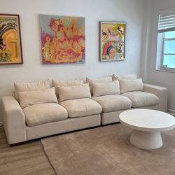 Beige Sofa With Matching Ottoman