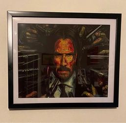 John Wick Custom Art Piece On Black Frame